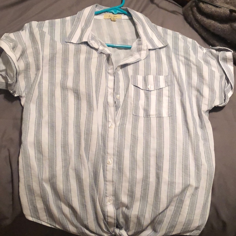 Blue and white striped shirt